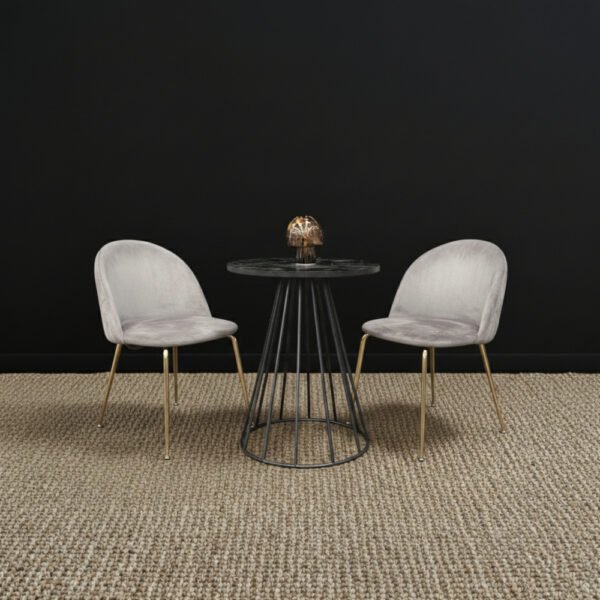 Silla Toulouse Línea Pana Base Dorada - Gris